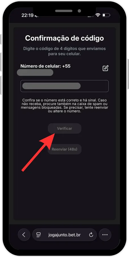6. Código enviado por SMS